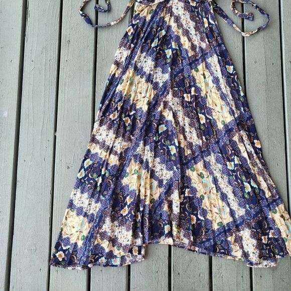 Abel The Label Anthropologie Floral Paisley Patchwork‎ V-Neck Maxi Dress Size XS - Picture 5 of 9